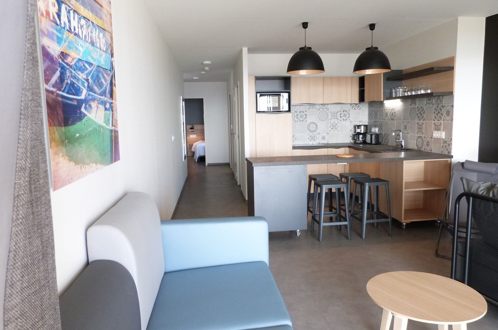 Appartement vue mer pour 2 à 4 pers, au 1er étage avec balcon, 1 chambre, avec accès direct à la plage